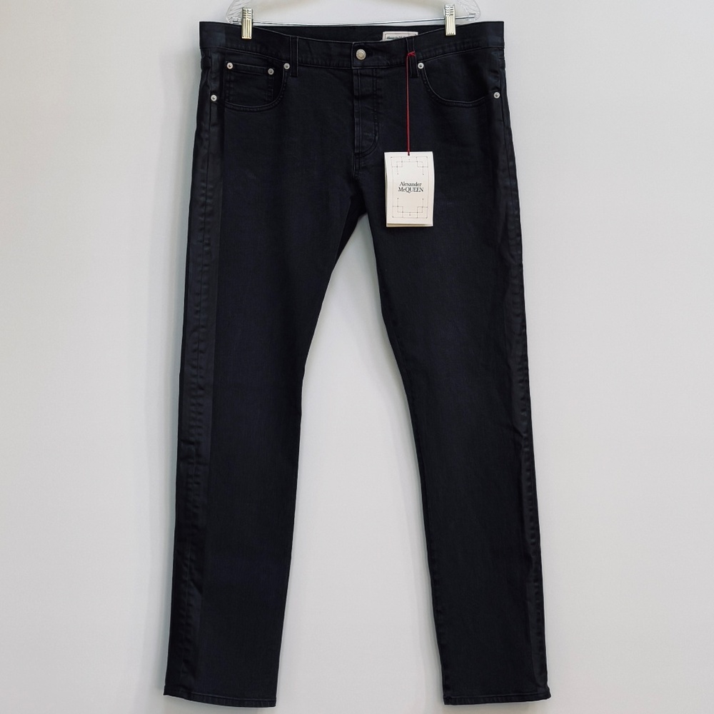 Alexander McQueen Men Black Washed Cotton-Stretch Denim Jeans US40R - Picture 10 of 11